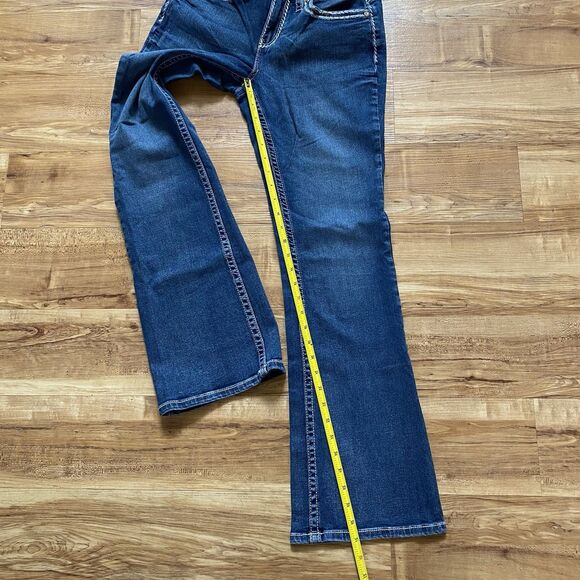 SHYANNE 29x32 Thick Stitch Rhinestone Medium Wash Boot Cut Jeans Short Western - Picture 14 of 15